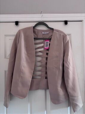 NWT JustFab Nude Strappy Caged Back Blazer - Size Large